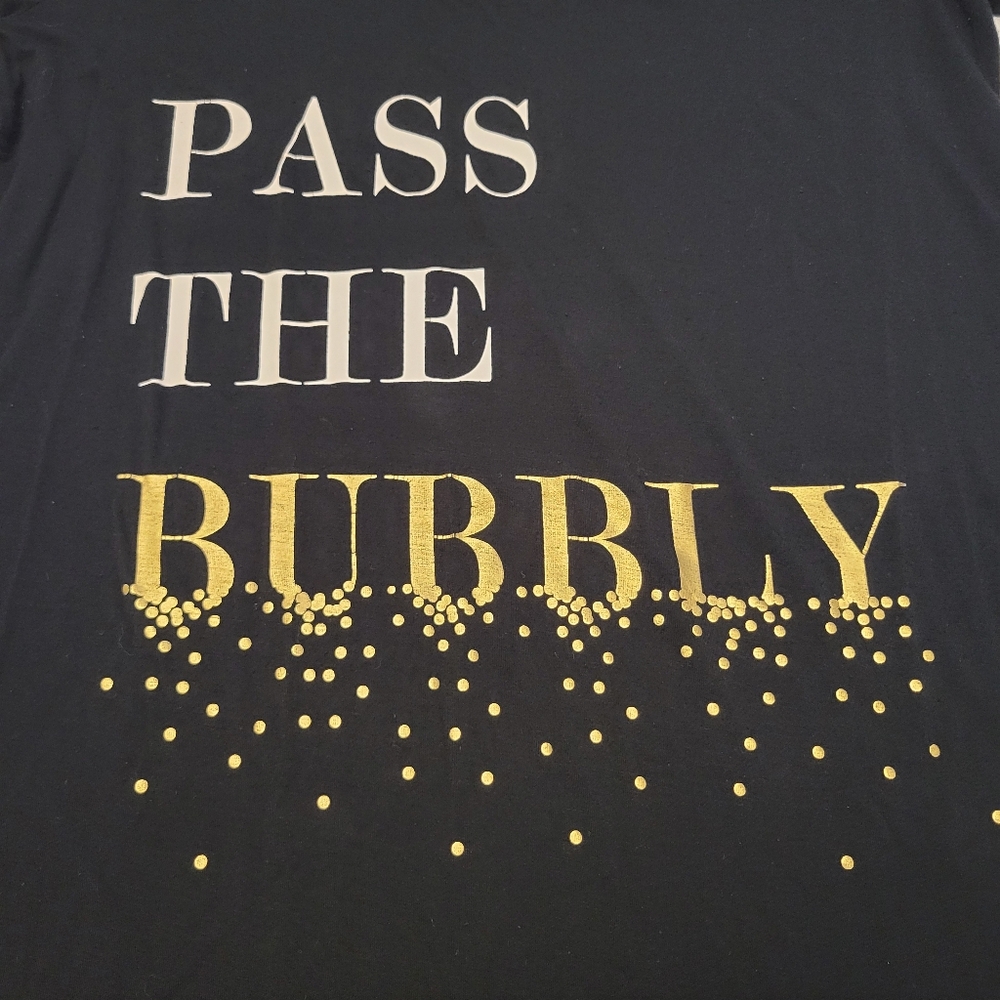 Soma Short Sleeve Sleep Shirt "Pass The Bubbly" Black Size XS - Picture 4 of 6